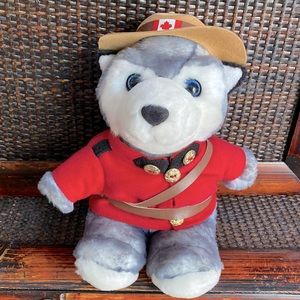 Royal Canadian Mounted Police Husky Rare Plush Stuffed Animal Toy in Hat 8" Tall